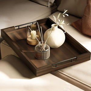 Plateau ottoman en bois d'acacia fait à la main avec poignée grande assiette de service pour la cuisine maison Table Restaurant café affichage utilisation de charcuterie - Product Image 2