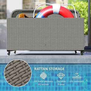 Carrello portaoggetti galleggiante per piscina in rattan grigio con ruote - Product Image 6