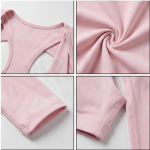 <b>Pink</b> Long Sleeve <b>Crop</b> <b>Top</b> Racerback Scoop Neck Seamless Solid Yoga Wear Women's Sportswear - Product Image 4
