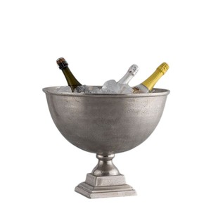 Brass Oval Wine <b>Ice</b> <b>Bucket</b> 4 Litre 2 Bottle Insert <b>Lid</b> Champagne Cooler Tub <b>with</b> Knob Handles for Home Bar Table - Product Image 3