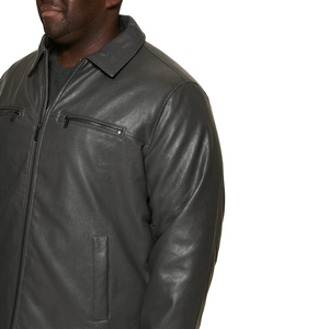 Men's PU Leather Jacket Black Zip Front Casual <b>Turn</b>-down Collar Regular Fit Autumn Outerwear - Product Image 6