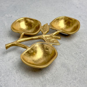 Best Seller Large Aluminium Gold Leaf Border Bowl High Demanded Home <b>Decorative</b> Tray Living Room Wedding Thanksgiving Gifting - Product Image 5