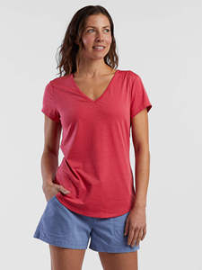 Haut rouge à manches courtes et col en V pour femme, avec dos croisé, respirant, couleur unie, vêtement d'été - Product Image 6