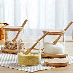 Indian Manufacturer's <b>Large</b> Handcrafted Clear Glass <b>Jar</b> Wooden Lid Economical Storage for Food Spices Pasta for Wedding - Product Image 6