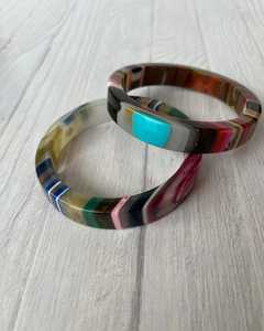 H a CRAFT Women's Trendy Modern Luxury Premium <b>Resin</b> Bangles Transparent Clear Colorful Carved Floral Design Party Classic - Product Image 3