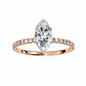 Anillo de Oro Sólido de 10K, 14K, 18K con Diamante Cultivado en Laboratorio de Corte Marquesa de 1 Quilate, Anillos de Compromiso, Boda y Aniversario - Product Image 2