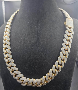 Luxury Moissanite Cuban Link <b>Chain</b> Necklace 925 Silver <b>Iced</b> <b>Out</b> Hip Hop Jewelry Gold Silver Finish Unisex Statement Gift Premium - Product Image 1
