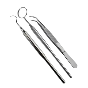 3 Piece Dental <b>Teeth</b> Whitening <b>Cleaning</b> Kit Stainless Steel Mouth Mirror Scaler Diagnostic Dental Examination <b>Tool</b> Set - Product Image 2