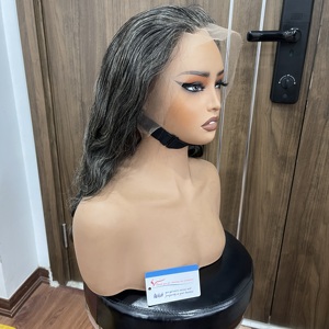 วิกผมราคาส่งแบบกำหนดเองได้ ผมแท้เวียดนาม ต่อผมแบบ HD Lace Front สีเทา ทรงบอดี้เวฟ - Product Image 1