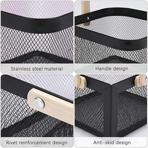 Cesta de hierro, cesta de almacenamiento de hierro, cesta decorativa de hierro, juego de cestas de hierro, soporte para cesta de hierro, soporte para cesta de hierro, bandeja para cesta de hierro - Product Image 3