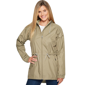 Customized Women's Hooded Breathable Windproof <b>Waterproof</b> Rain Jacket Chains Embroidery <b>Zipper</b> Closure OEM Service Nylon Shell - Product Image 6