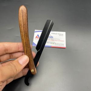 Maquinilla de afeitar turca con logotipo personalizado profesional para afeitar acero inoxidable de alta calidad con mango de madera peluquero hecho a mano sostenible - Product Image 1