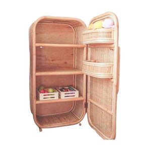 Meilleures ventes : Réfrigérateur de jeu en rotin pour enfants, armoire de rangement, jouet de cuisine d'imitation pour enfants, vente en gros directe usine - Product Image 1