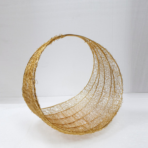 Modern Design Metal <b>Hamper</b> Bag with Gold Plated for Home at Low Price Metal Wire Mesh <b>Hamper</b> Gift Basket for <b>Storages</b> - Product Image 1