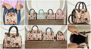 Nouvel Arrivage 2026 – Sac de Voyage Mini en Cuir Véritable Fait Main à Motifs Floraux, Style Cowgirl, pour Femme - Product Image 2