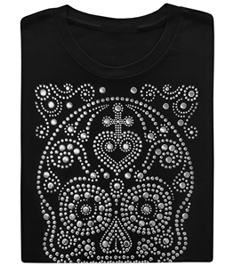 T-shirt pour homme noir avec strass, motif grue, design oiseau scintillant, manches courtes, streetwear de luxe pour soirée et mode, haute qualité - Product Image 3