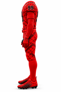Uniforme de football américain personnalisé rouge et noir, maillot, pantalon rembourré, gants, chaussettes, chaussures, vêtements de sport d'équipe, fabricant en gros, 100% - Product Image 3
