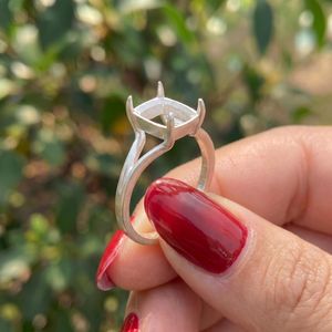 Monture de bague de fiançailles semi-montée 4 griffes en argent 925, taille coussin 10x8mm, pour pierre précieuse libre, à tige fendue, pour bijoux personnalisés - Product Image 3