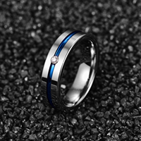 Bague en carbure de tungstène avec rainure bleue et incrustation de pierres en zircone, alliance unisexe de 6 mm pour hommes et femmes, bijoux élégants en gros