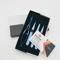 Pince à épiler professionnelle en acier inoxydable bleu ciel pour sourcils, à pointe inclinée, avec ciseaux d'épilation, ensemble Beautivia pour une beauté durable
