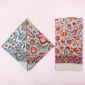 Hand Drawn Cotton <b>Square</b> <b>Scarf</b> Floral Pattern Ethnic Style Skin Friendly Unisex Bandana Spring Summer Wear - Product Image 4