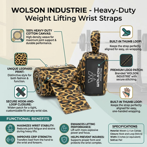 สายรัดข้อมือยกน้ำหนัก Wolson Industry ทนทาน กันลื่น ผลิตจากยางธรรมชาติ พร้อมแถบตีนตุ๊กแก ปิดผนึกอย่างมืออาชีพ เพื่อการปกป้องที่ดีเยี่ยม - Product Image 3