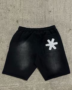 Factory Wholesale Customised 6XL Men's Acid <b>Wash</b> Sweat Shorts 100% Cotton Thick Fleece 320gsm Mid Waist Casual Style Pattern - Product Image 3