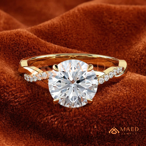 แหวนหมั้นเพชร/มอสซาไนต์ทรงกลมทองคำแท้ 14K/18K สำหรับผู้หญิง แหวนเพชรเม็ดเดี่ยวแบบวงแหวนลายเกลียวประดับเพชร - Product Image 1
