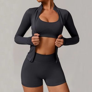 Conjunto de sujetador deportivo de marca privada personalizada para mujer, ropa deportiva para correr, sujetador transpirable hasta la rodilla, conjunto de sujetador con dos bolsillos - Product Image 6