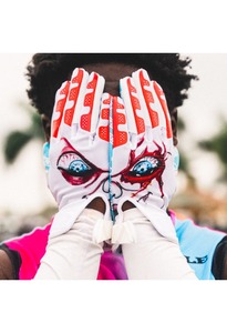 Battle Football <b>Gloves</b> <b>Red</b> White Sublimation Print Hook And Loop Closure Unisex Sports Gear - Product Image 4