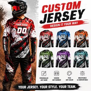 Jersey de Motocross Personalizado, Camiseta de Motocross con Nombre y Número, Ropa de Piloto, Equipamiento de Carreras de Motos, Jersey MX OEM al por Mayor - Product Image 1