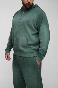 Conjunto Deportivo de Dos Piezas para Hombre, Estilo Vintage con Degradado, 100% Algodón, Sudadera con Capucha y Pantalones con Cierre, Estilo Urbano - Product Image 3