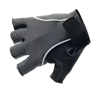 Perfectionists Half Finger Cycling Gloves Black Textile Weaving Non-Slip Hook Loop Closure Polyurethane Coated Racing Gloves - Product Image 3