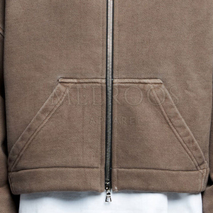 Sudadera con capucha y cremallera completa de felpa gruesa de 320 g/m² con lavado ácido, ecológica, oversize para hombre, ideal para otoño - Product Image 6
