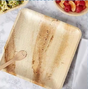 Premium Areca Palm Leaf <b>Plates</b> 10 Inches Square Design Fast Food and Healthy Meal <b>Plates</b> Sustainable Disposable Tableware 50pcs - Product Image 1