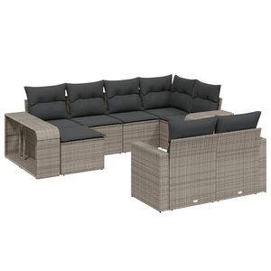 Conjunto de Sofá de Jardín de Ratán Gris, 6 Plazas, Muebles de Exterior de Diseño Contemporáneo, Estructura de Acero, Elegante Conjunto de Jardín - Product Image 4