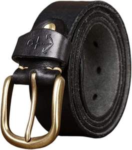 Ceinture en cuir de vachette décontractée au style unique pour homme, avec logo personnalisé, boucle ardillon en acier, respirante, durable, légère et brodée - Product Image 4