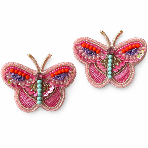 Pendientes de Mariposa Hechos a Mano con Cuentas y Lentejuelas Bordadas, Estilo Vintage, Coloridos, Joyería Artesanal de Moda, Ligeros, para Fiesta - Product Image 1