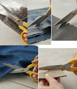 Stainless Steel Blade Rubber Handle Sharp Stainless Steel Serrated Tailor <b>Scissors</b> - Product Image 3