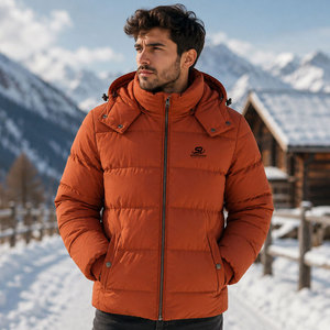 Low Price High Quality Custom Logo Printed Hooded <b>Men</b> Winter Plus Size Breathable Eco-Friendly Puffer Jacket for Sale - Product Image 4