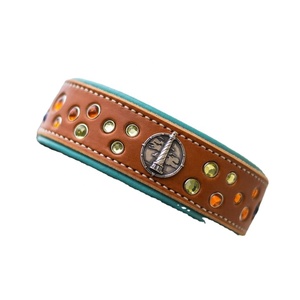 Exclusive ปลอกคอสุนัขพร้อม Concho และสตั๊ด,ปลอกคอเบาะรองนุ่มสีสันสดใสคุณภาพพรีเมี่ยมหนังแท้100% - Product Image 1