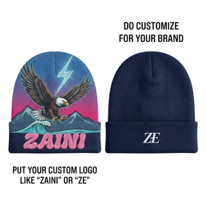 หมวกบีนนี่อะคริลิคสำหรับผู้ใหญ่ ZAINI แบบยูนิเซ็กซ์  ผ้าถักคอมพิวเตอร์เนื้อนุ่ม 280 GSM  ขอบพับได้ อุ่นสบาย  ปักโลโก้ลายตัวอักษร  สไตล์ทันสมัย - Product Image 1
