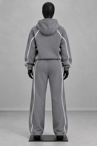 Ensemble de survêtement personnalisé pour homme, hiver, gris, avec sweat à capuche intégral zippé et masque intégré, pantalon de jogging, vêtements de sport, vente en gros - Product Image 3