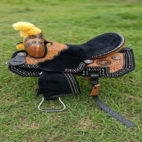 Silla de Montar Occidental de Cuero Duradera con Asiento Profundo y Cómodo para Paseos a Caballo, Entrenamiento en Rancho y Aventuras Ecuestres