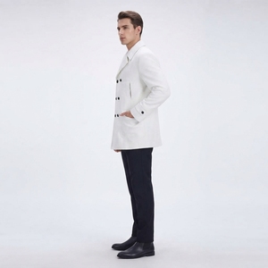 Plus Size <b>Men's</b> Winter Solid <b>Double</b> <b>Breasted</b> Thicken Warm Woolen Blend Notched Lapel Regular Sleeve Button Closure Pea Coats - Product Image 4