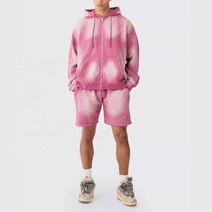 2026 Men Summer Solid Color Hoodie Short <b>Set</b> 2 Piece Custom Streetwear Breathable Men's Hoodies Shorts <b>Sets</b> - Product Image 1