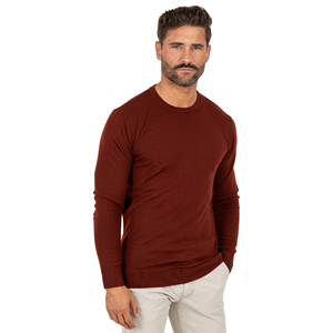 Pull à col rond pour homme, couleur olive unie, manches longues, tricoté en coton molletonné, anti-rides, vêtements d'hiver - Product Image 3