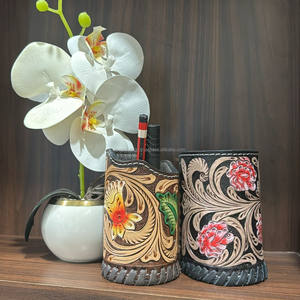 กล่องใส่ปากกาหนังแท้อเนกประสงค์ความจุขนาดใหญ่กล่องเก็บของหนังแท้ใหม่ - Product Image 4