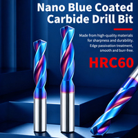 Forets en carbure de tungstène massif HRC60 avec revêtement Nano-Blue, forets hélicoïdaux de 1 à 9 mm, forets CNC à tige droite pour acier trempé