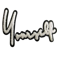 Patchs brodés en chenille thermocollants, lettres de l'alphabet, logo personnalisé, applique en tissu pour la décoration des vêtements